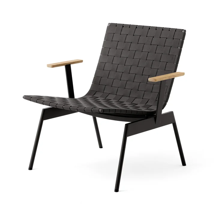 & Tradition - Ville AV45 Outdoor Lounge Chair with armrests, warm black