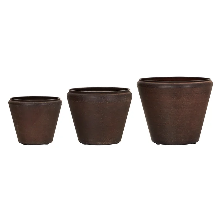 House Doctor - Funnel flower pot, brown (set of 3)