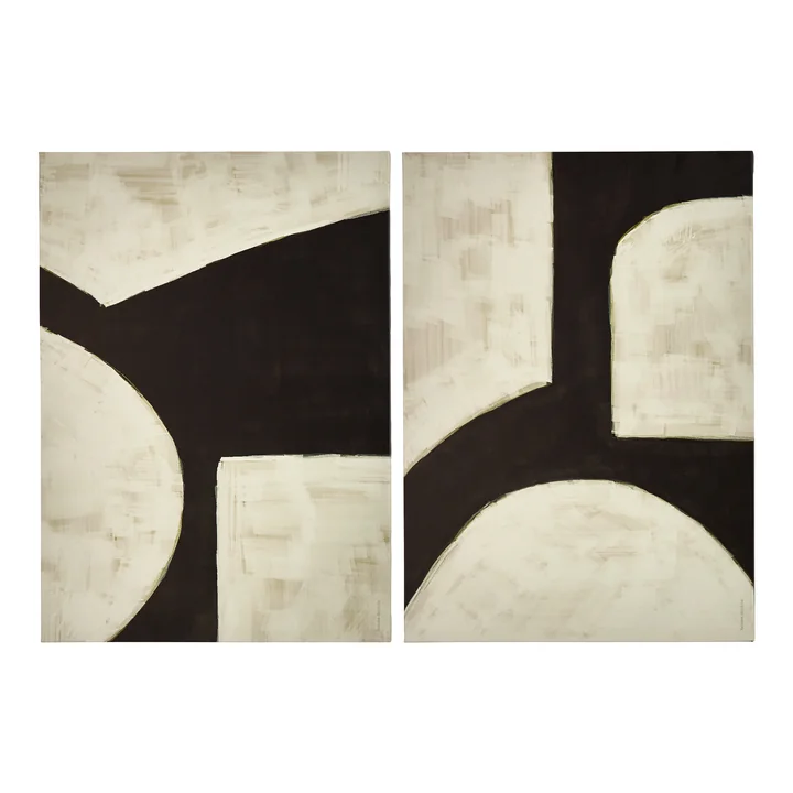 House Doctor - Hape wall mural, 50 x 70 cm, black / off-white (set of 2)