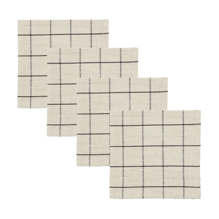 House Doctor - Join napkins, black / off-white (set of 4)