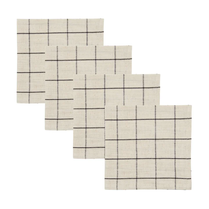 House Doctor - Join napkins, black / off-white (set of 4)