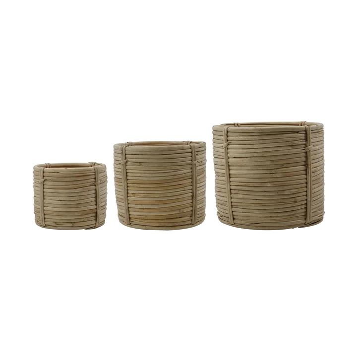 House Doctor - Linder storage basket, rattan (set of 3)
