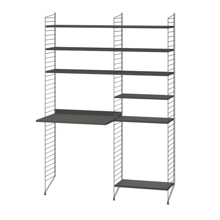 String - Workstation combination, 140 x 200 x 30 cm, dark gray / dark gray
