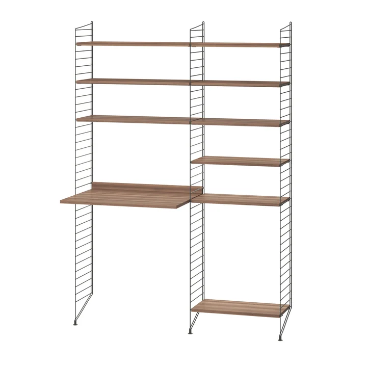 String - Workstation combination, 140 x 200 x 30 cm, walnut / dark gray