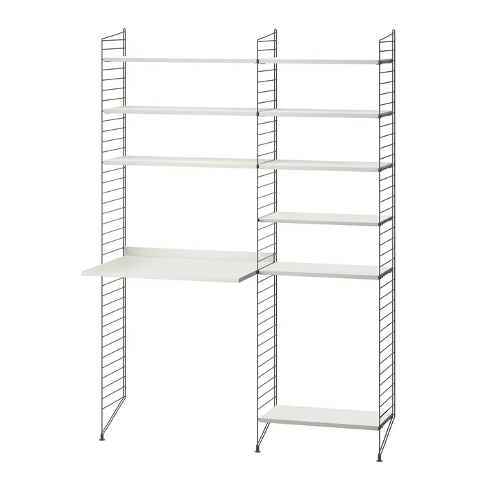 String - Workstation combination, 140 x 200 x 30 cm, white / dark gray