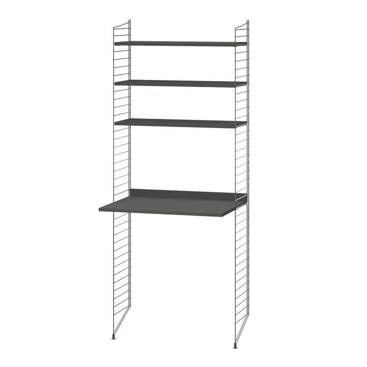 String - Workstation combination, 78 x 200 x 30 cm, dark gray / dark gray