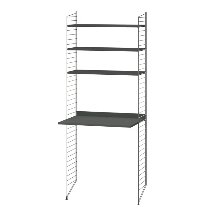 String - Workstation combination, 78 x 200 x 30 cm, dark gray / dark gray