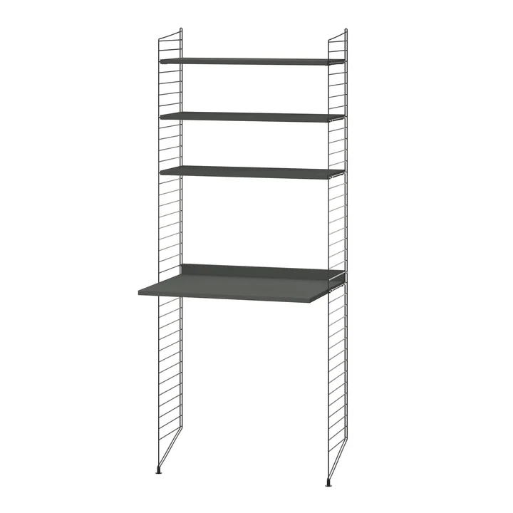 String - Workstation combination, 78 x 200 x 30 cm, dark gray / black