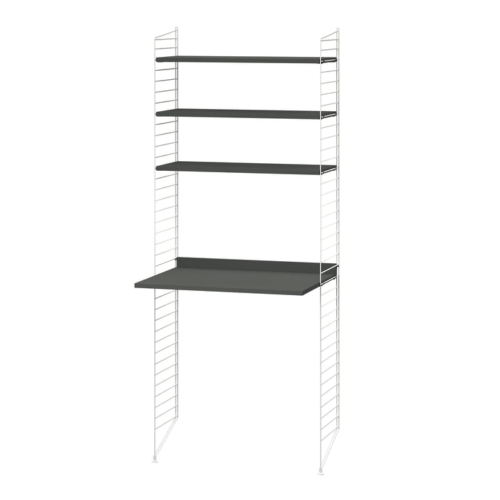 String - Workstation combination, 78 x 200 x 30 cm, dark gray / white