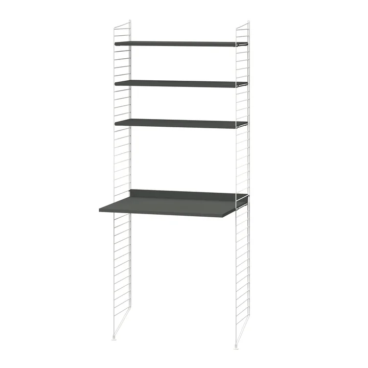 String - Workstation combination, 78 x 200 x 30 cm, dark gray / white