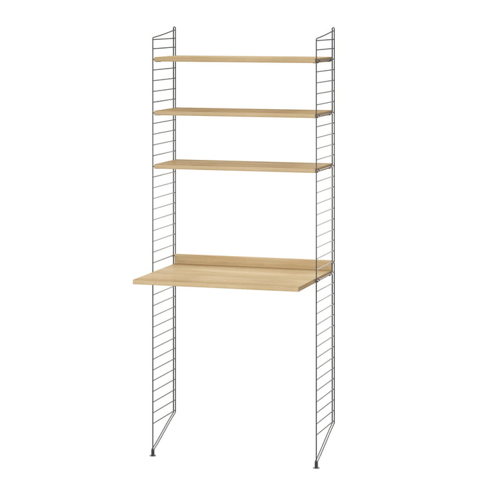 String - Workstation combination, 78 x 200 x 30 cm, oak / dark gray