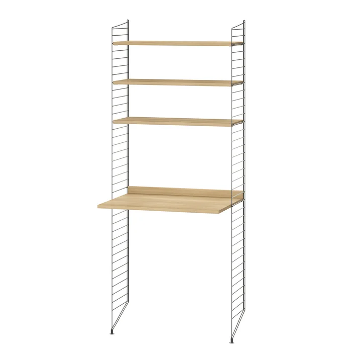 String - Workstation combination, 78 x 200 x 30 cm, oak / dark gray