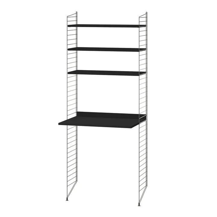 String - Workstation combination, 78 x 200 x 30 cm, stained black / dark gray