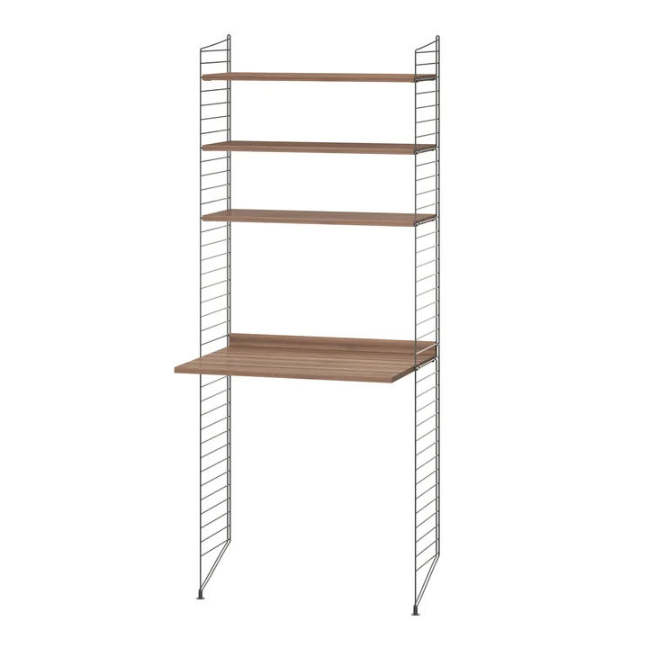 String - Workstation combination, 78 x 200 x 30 cm, walnut / dark gray