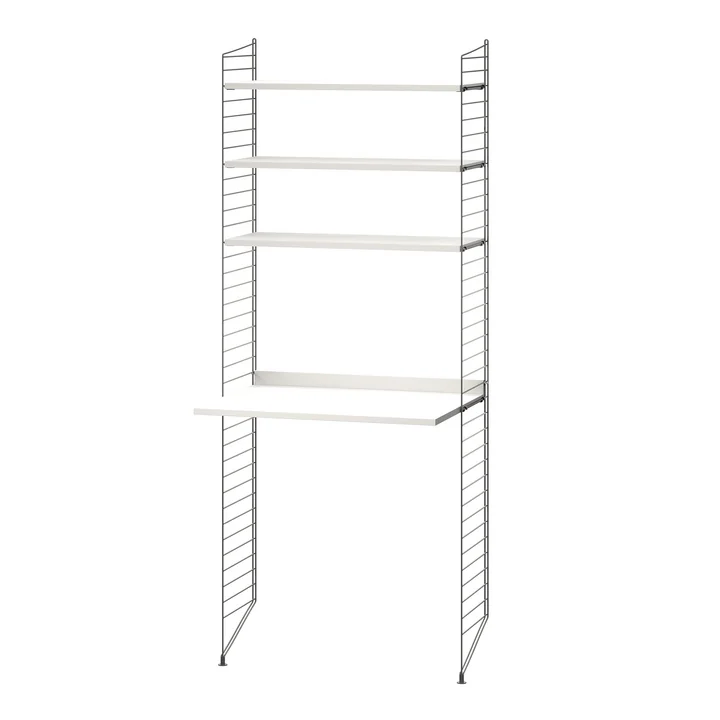 String - Workstation combination, 78 x 200 x 30 cm, white / dark gray