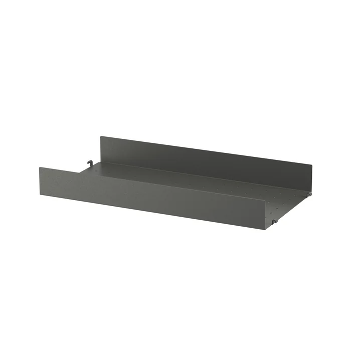 String - Metal shelf with high edge, 58 x 30 cm, dark gray