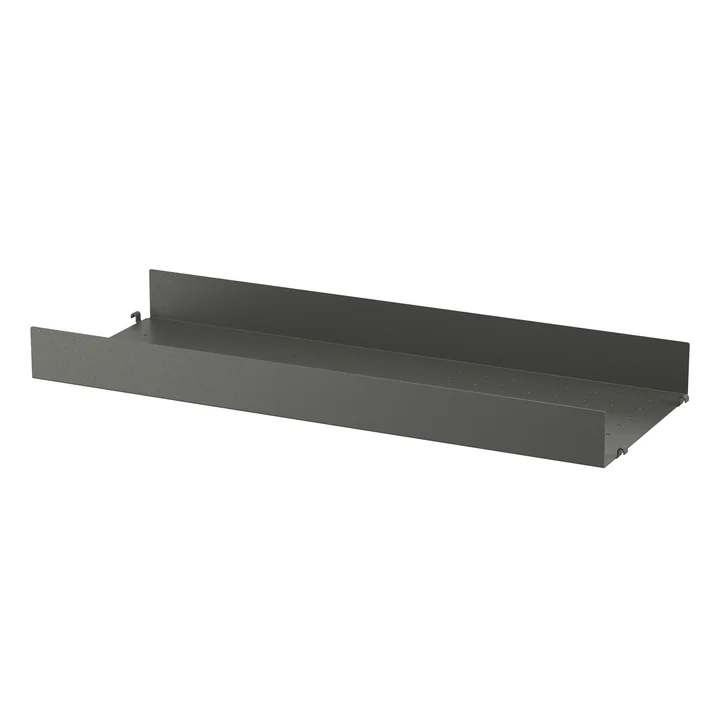 String - Metal shelf with high edge, 78 x 30 cm, dark gray