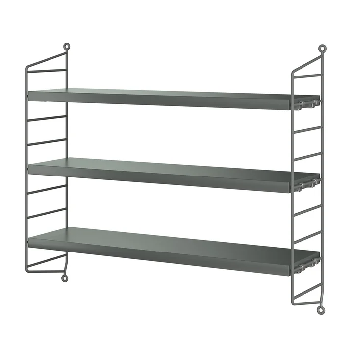 String - Pocket Wall shelf, traffic gray RAL 7043