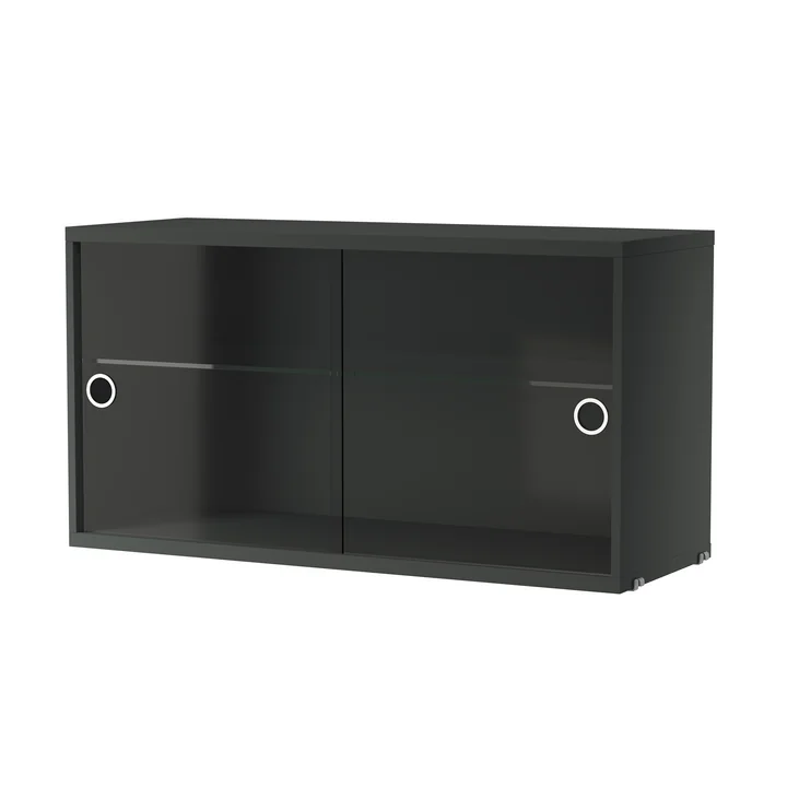 String - Display cabinet with sliding doors in glass 78 x 30 cm, dark gray