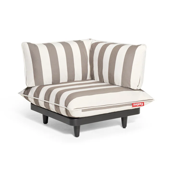 Fatboy - Paletti Outdoor -sofa, corner module, white / cocoa striped