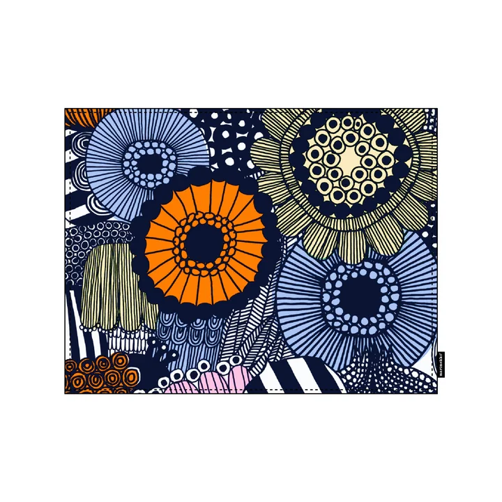 Pieni Siirtolapuutarha placemat, 31 x 42 cm, white / light yellow / orange / light blue (spring/summer 2025) by Marimekko