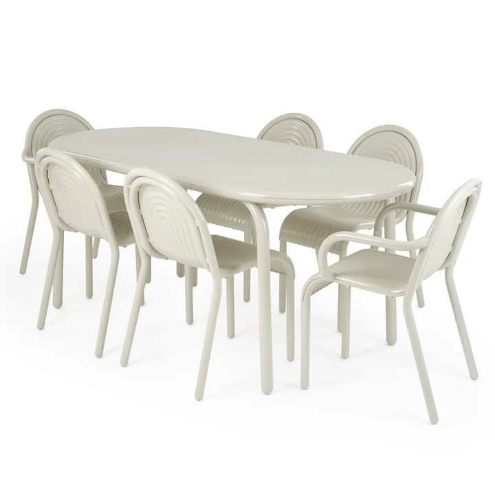 Tom Dixon - Groove Table and chairs, putty