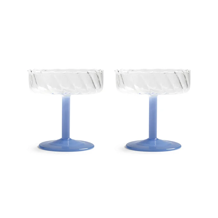 & klevering - Coupe Twirl champagne glass, blue (set of 2)