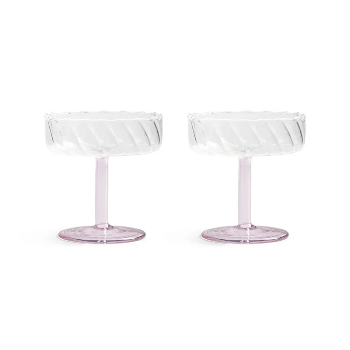 & klevering - Coupe Twirl champagne glass, pink (set of 2)