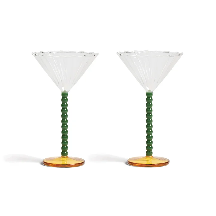 & klevering - Coupe Perle cocktail glass, green (set of 2)