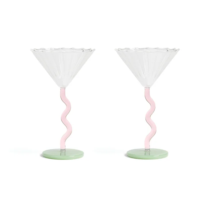 & klevering - Coupe Curve cocktail glass, pink (set of 2)