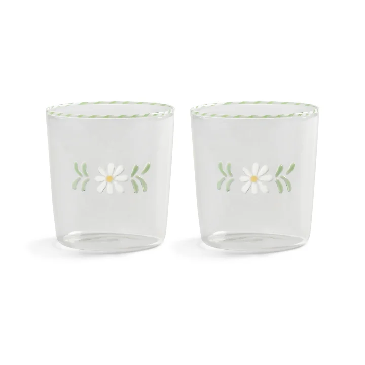 & klevering - Flora drinking glass 300 ml, white (set of 2)