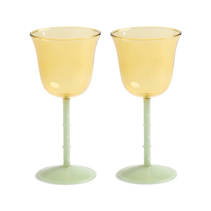 & klevering - Dot wine glass 180 ml, yellow (set of 2)