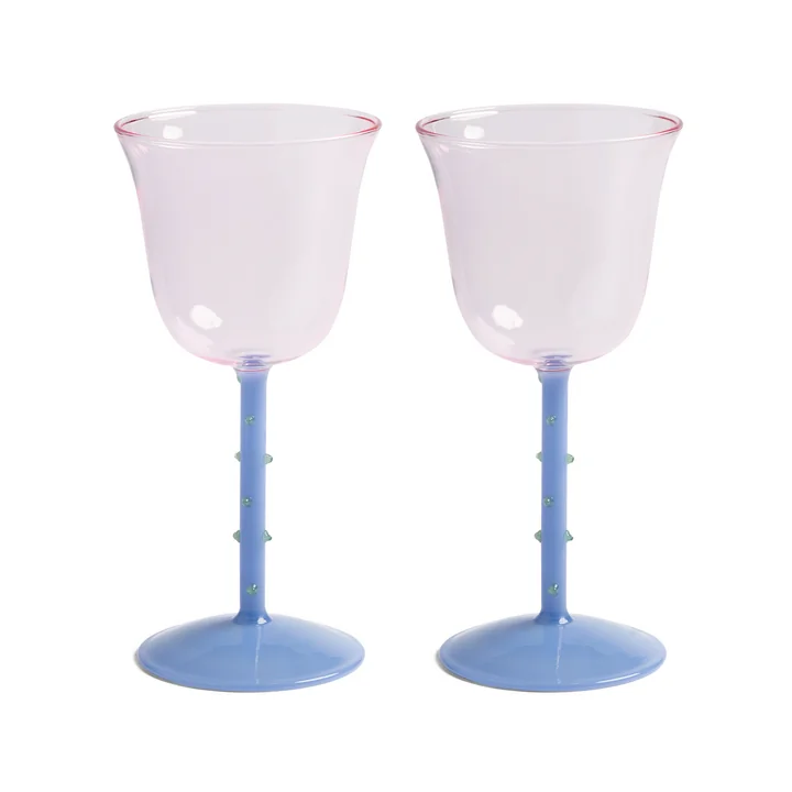 & klevering - Dot wine glass 180 ml, pink (set of 2)