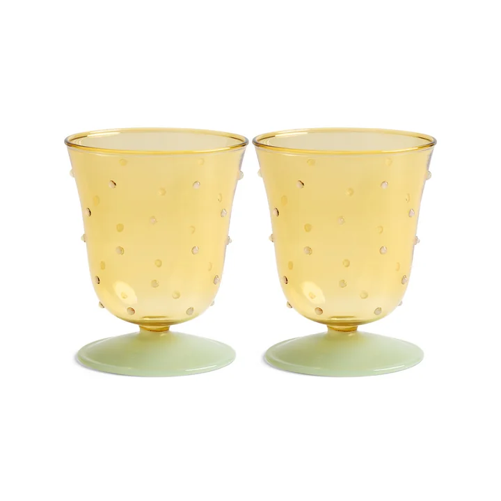 & klevering - Dot drinking glass 200 ml, yellow (set of 2)
