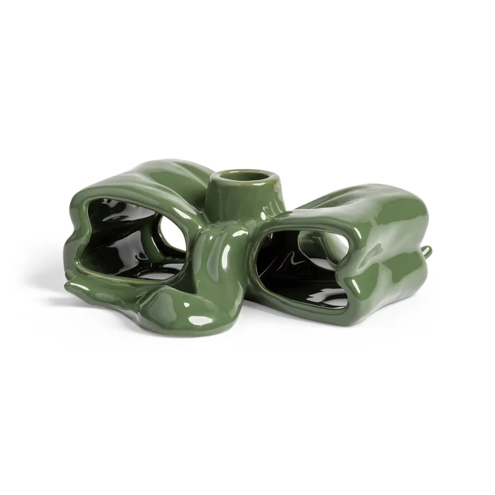 &amp; klevering - Ribbon candle holder, green