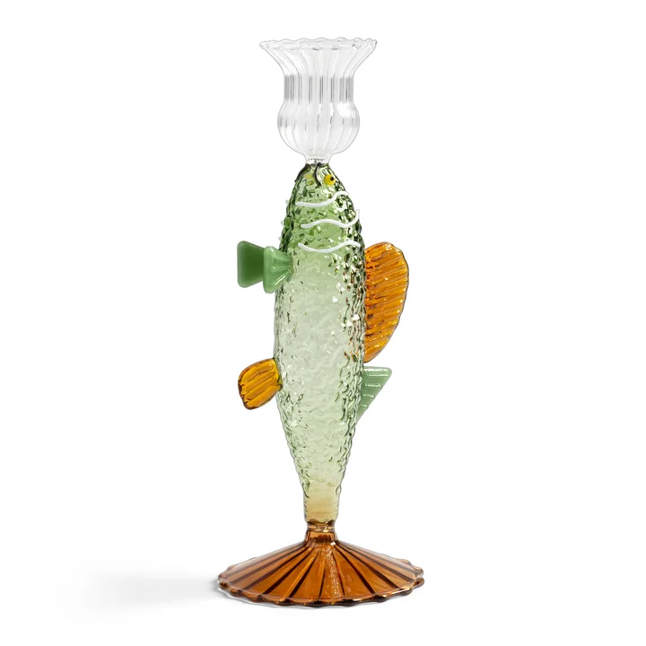 & klevering - Fish candle holder, green