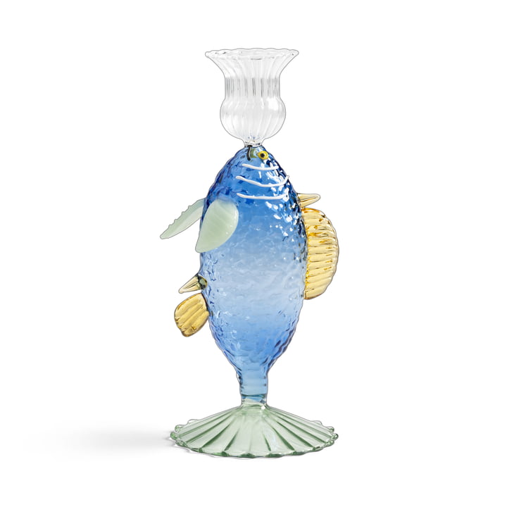 & klevering - Fish candle holder, blue