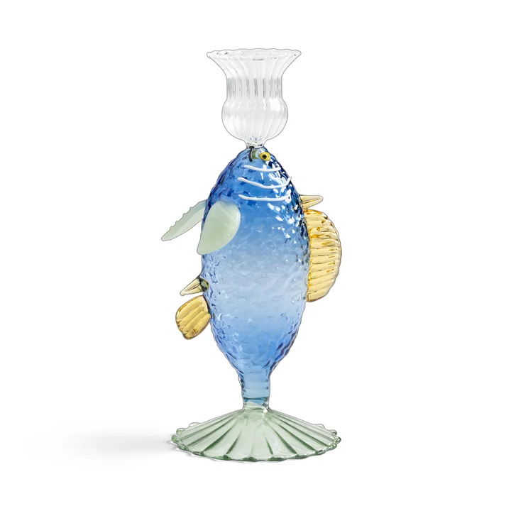 & klevering - Fish candle holder, blue