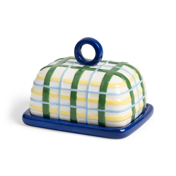 & klevering - Plaid Butter dish, blue