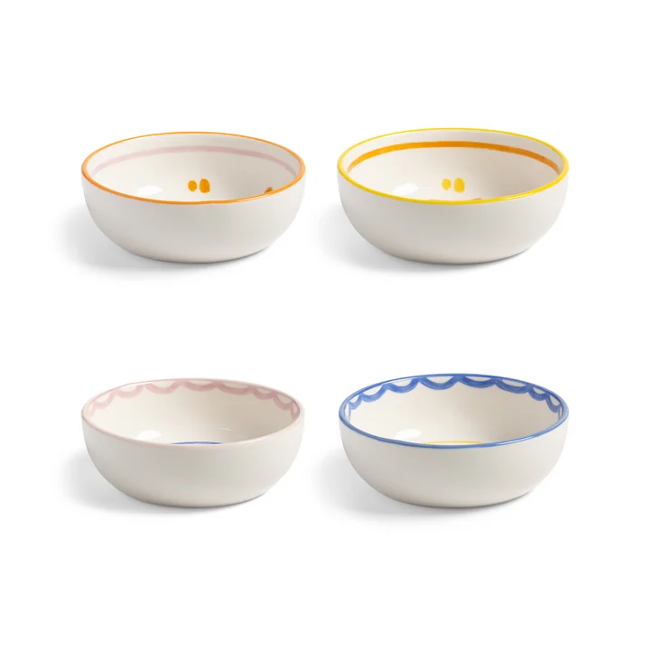 & klevering - Boavista Bowl Ø 12.5 cm, white / blue / yellow (set of 4)
