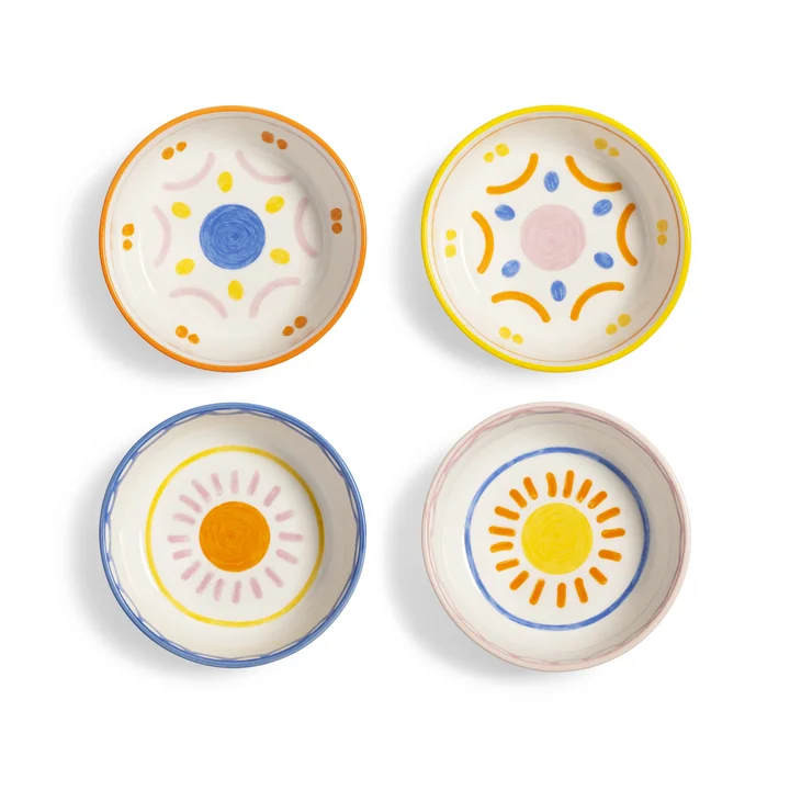 & klevering - Boavista Bowl Ø 12.5 cm, white / blue / yellow (set of 4)