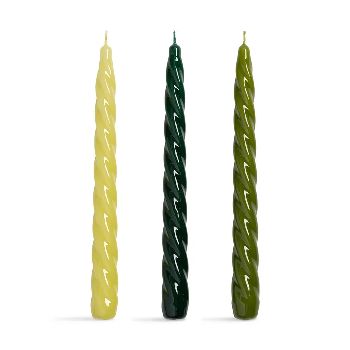 & klevering - Bravo Stick candles, green (set of 3)