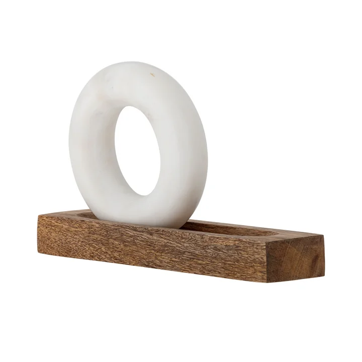 Bloomingville - Manuella mortar and pestle, white / natural mango