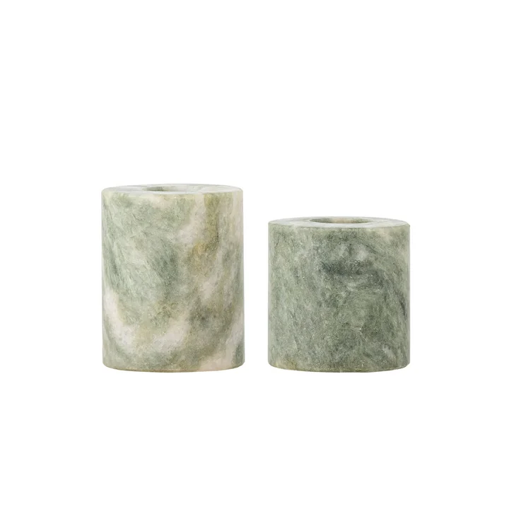 Bloomingville - Kokoro candlestick, marble green (set of 2)