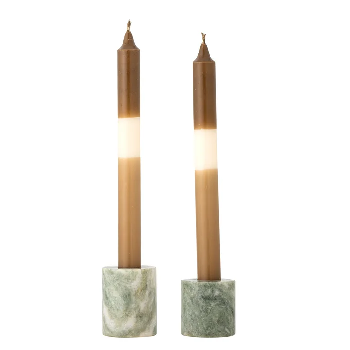 Bloomingville - Kokoro candlestick, marble green (set of 2)