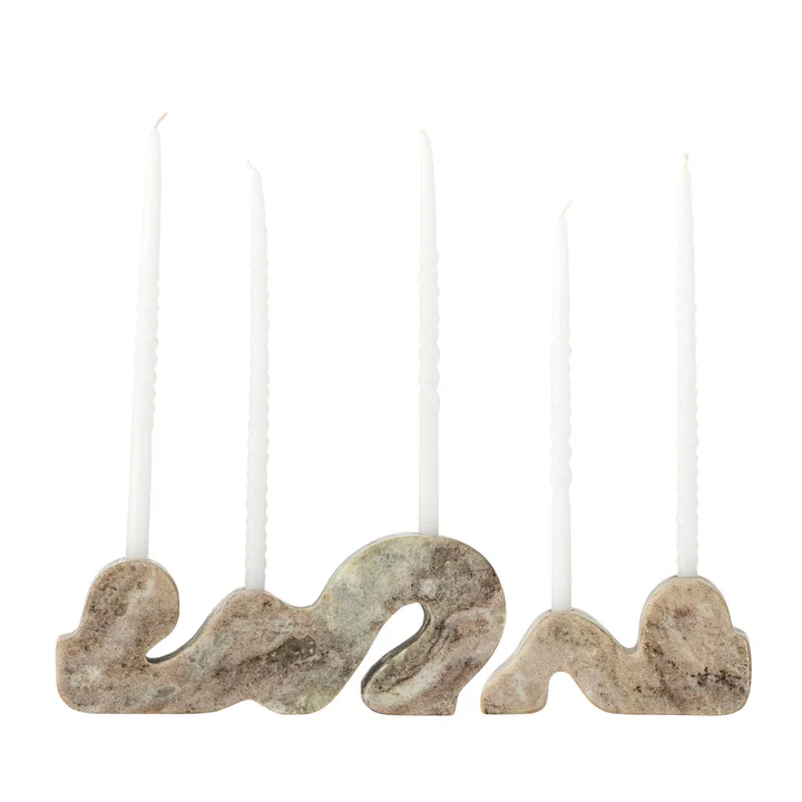 Bloomingville - Liabella candle holder, gray marble (set of 2)