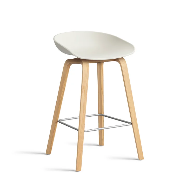 HAY - About A Stool AAS 32 H 65 cm, lacquered oak / stainless steel / melange cream 2. 0