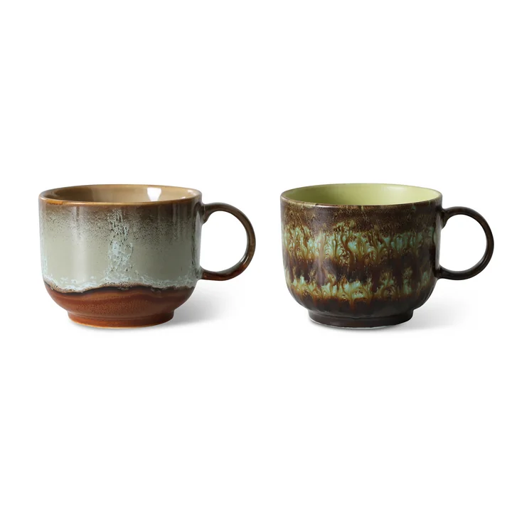 HKliving - 70's teacup, 425 ml, odyssey (set of 2)