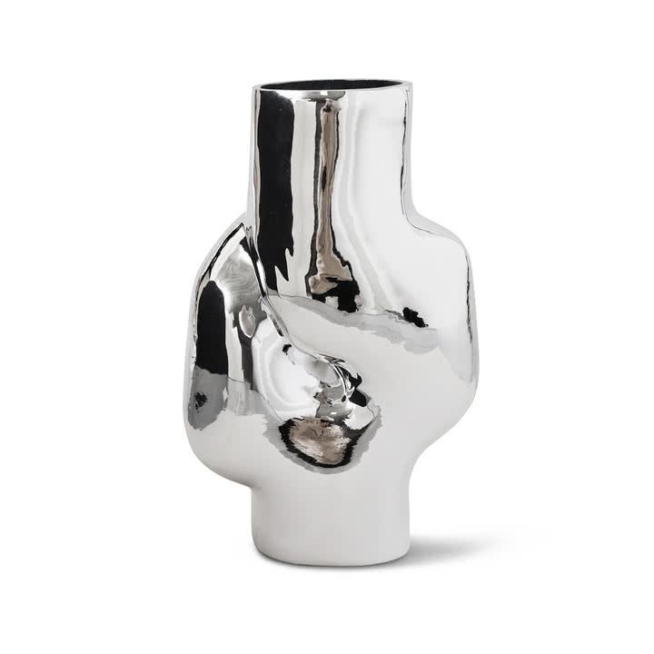 HKliving - Gleam Glass vase high, chrome