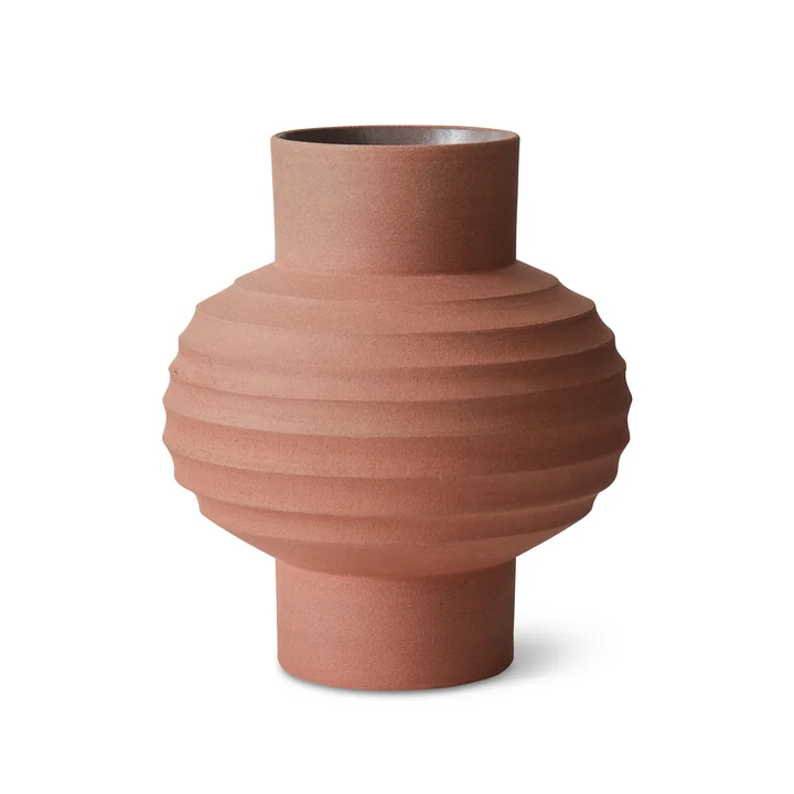 HKliving - Handcarved Terracotta vase, Bulb